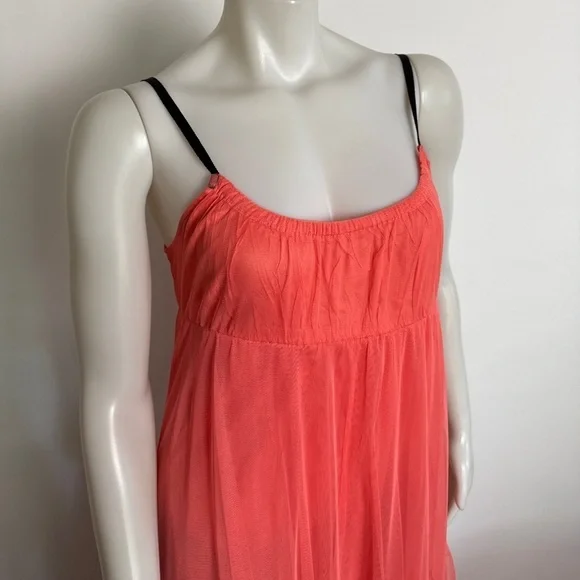 Anthropologie - MAEVE - Tulle, Coral, Tiered Maxi Dress Coral. Medium. - Picture 4 of 11